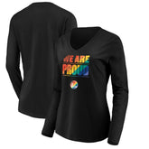 Golden State Warriors Women's We Are Proud Long Sleeve V-Neck T-Shirt Black - NBA