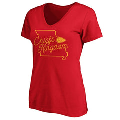 Kansas City Chiefs Women's Iconic Script State V-Neck T-Shirt Red | Fanatics