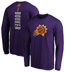 Devin Booker Phoenix Suns Playmaker Name & Number Long Sleeve T-Shirt Purple - NBA