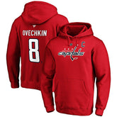 Alexander Ovechkin Washington Capitals Fanatics Authentic Stack Player Name & Number Fitted Pullover Hoodie - Red - NHL