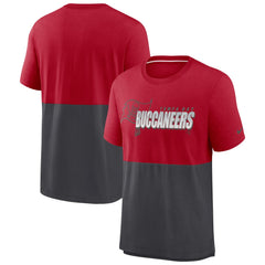 Tampa Bay Buccaneers Fan Gear Colorblock Tri-Blend T-Shirt Red/Pewter | Nike for Sale