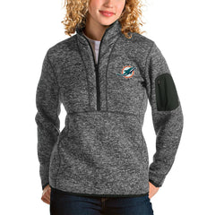 Miami Dolphins Antigua Women's Fortune Half-Zip Pullover Jacket Charcoal | NFL