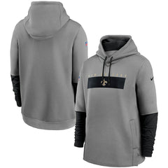 New Orleans Saints Sideline Playbook Performance Pullover Hoodie Heathered Gray/Black | Nike for Sale