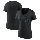 Las Vegas Raiders Women's Iconic Script State V-Neck T-Shirt Black | Fanatics