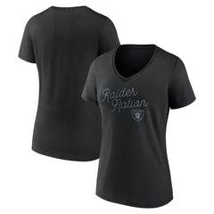 Las Vegas Raiders Women's Iconic Script State V-Neck T-Shirt Black | Fanatics