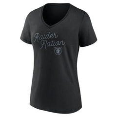 Las Vegas Raiders Women's Iconic Script State V-Neck T-Shirt Black | Fanatics