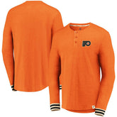 Philadelphia Flyers Fanatics True Classics Henley Long Sleeve T-Shirt - Heathered Orange - NHL