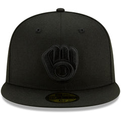 Milwaukee Brewers New Era Black on Black 59FIFTY Fitted Hat - MLB