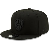 Milwaukee Brewers New Era Black on Black 9FIFTY Snapback Adjustable Hat - MLB