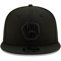 Milwaukee Brewers New Era Black on Black 9FIFTY Snapback Adjustable Hat - MLB
