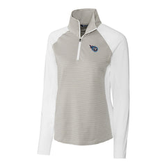 Tennessee Titans Cutter & Buck Women's Forge Tonal Stripe Half-Zip Pullover Jacket White | NFL