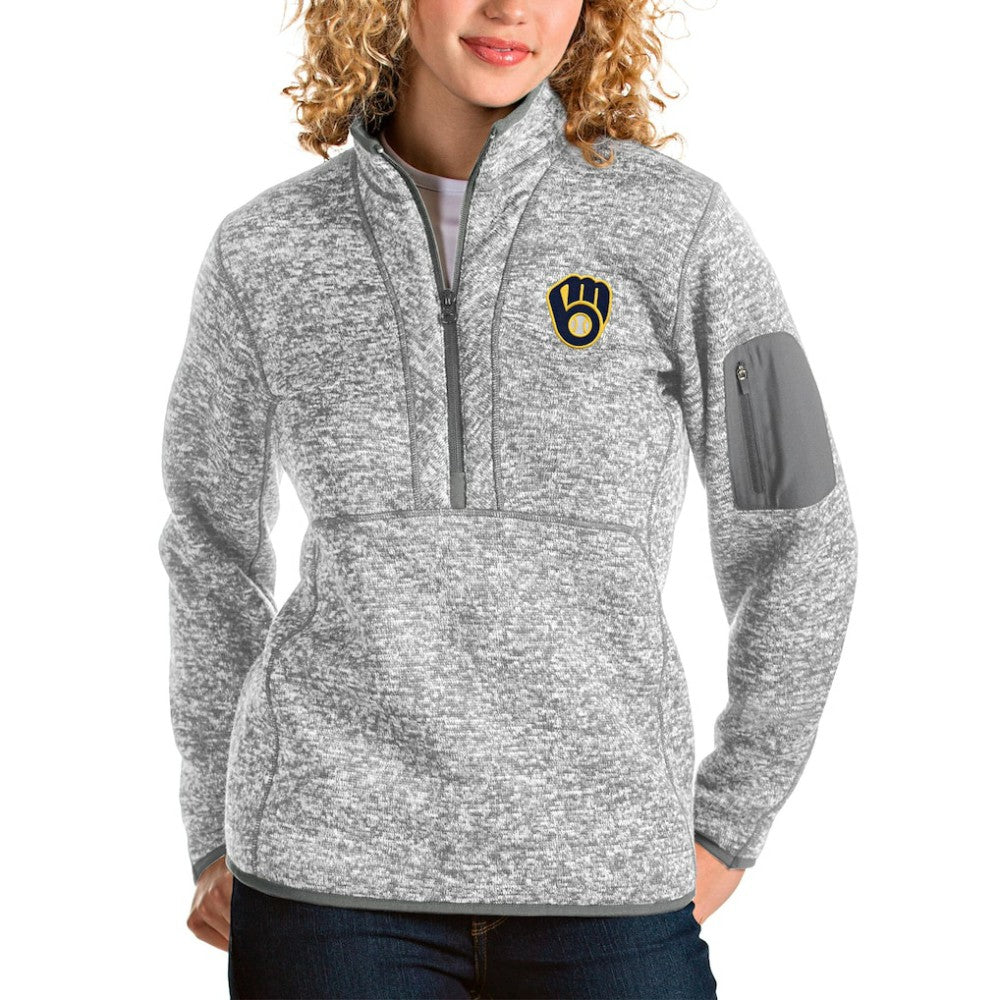 Milwaukee Brewers Antigua Women's Fortune Half-Zip Pullover Jacket - MLB