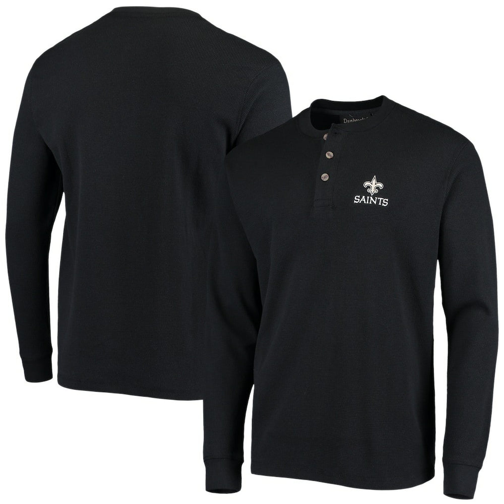 New Orleans Saints Dunbrooke Logo Maverick Thermal Henley Long Sleeve T-Shirt Black | NFL