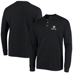 New Orleans Saints Dunbrooke Logo Maverick Thermal Henley Long Sleeve T-Shirt Black | NFL