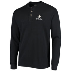 New Orleans Saints Dunbrooke Logo Maverick Thermal Henley Long Sleeve T-Shirt Black | NFL