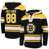 David Pastrnak Boston Bruins '47 Player Lacer Pullover Hoodie - Black - NHL