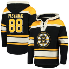 David Pastrnak Boston Bruins '47 Player Lacer Pullover Hoodie - Black - NHL
