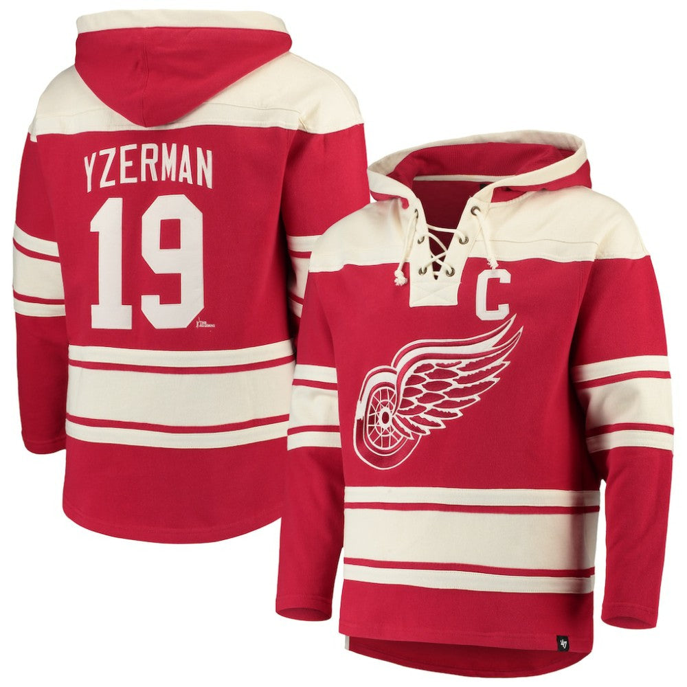 Steve Yzerman Detroit Red Wings '47 Player Lacer Pullover Hoodie - Red - NHL