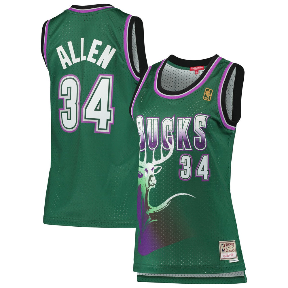 Ray Allen Milwaukee Bucks Women's 1996/97 Hardwood Classics Swingman Jersey Green - NBA