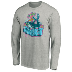 San Jose Sharks Graffiti Shark Long Sleeve T-Shirt - Heather Gray - NHL