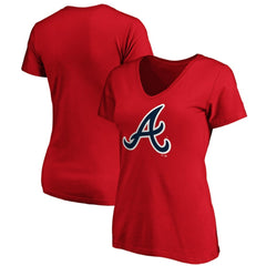 Atlanta Braves Fanatics Women's Core Official Logo V-Neck T-Shirt - MLB
