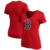 Boston Red Sox Fanatics Women's Core Official Logo V-Neck T-Shirt - MLB