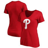 Philadelphia Phillies Fanatics Women's Core Official Logo V-Neck T-Shirt - MLB
