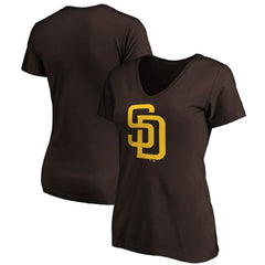 San Diego Padres Fanatics Women's Core Official Logo V-Neck T-Shirt - MLB