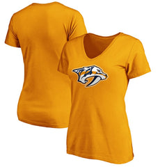 Nashville Predators Fanatics Women's Primary Logo V-Neck T-Shirt - Gold - NHL