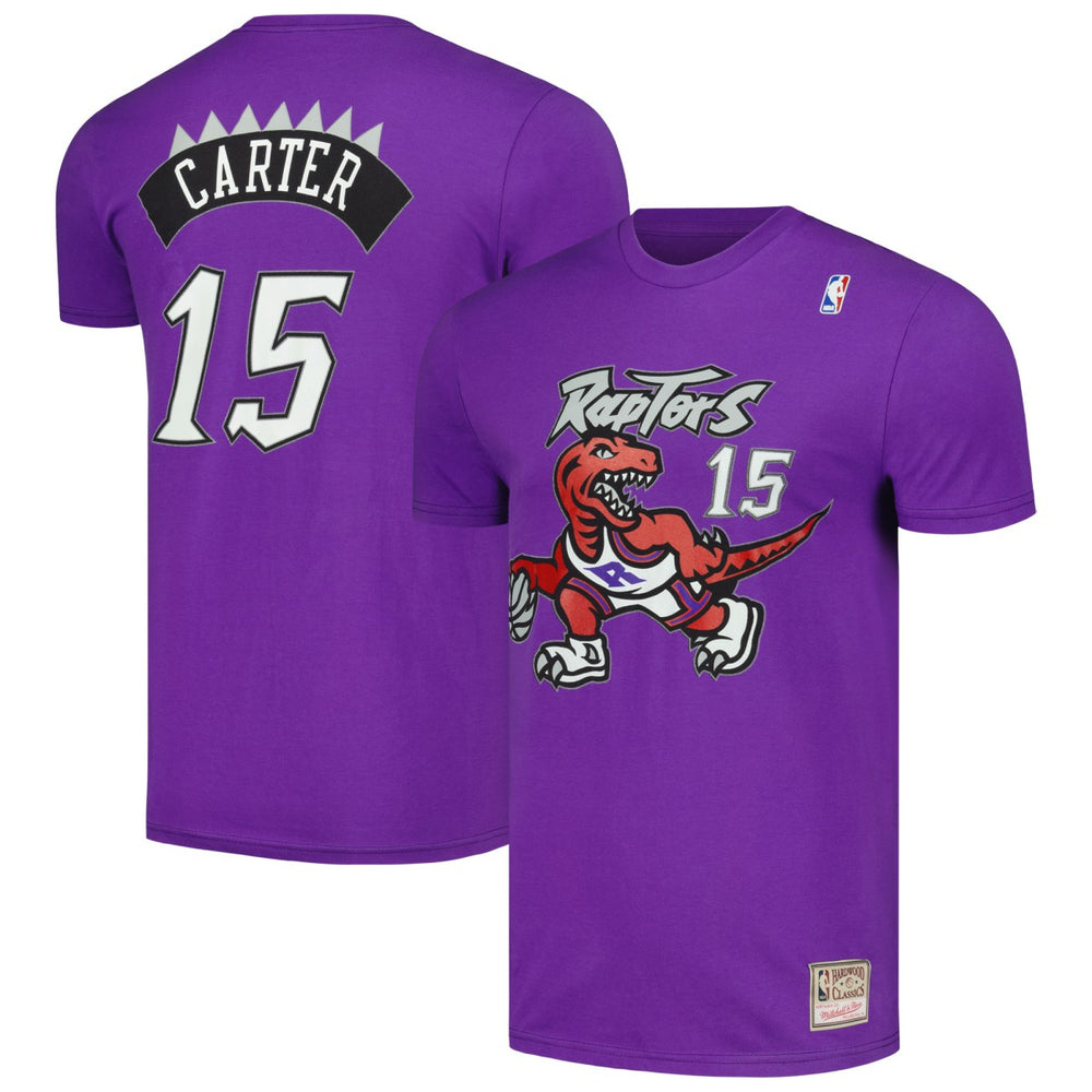 Vince Carter Toronto Raptors Hardwood Classics Stitch Name & Number T-Shirt Purple - NBA