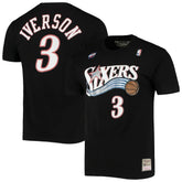 Allen Iverson Philadelphia 76ers Hardwood Classics Stitch Name & Number T-Shirt Black - NBA