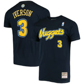 Allen Iverson Denver Nuggets Hardwood Classics Stitch Name & Number T-Shirt Navy - NBA