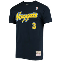 Allen Iverson Denver Nuggets Hardwood Classics Stitch Name & Number T-Shirt Navy - NBA