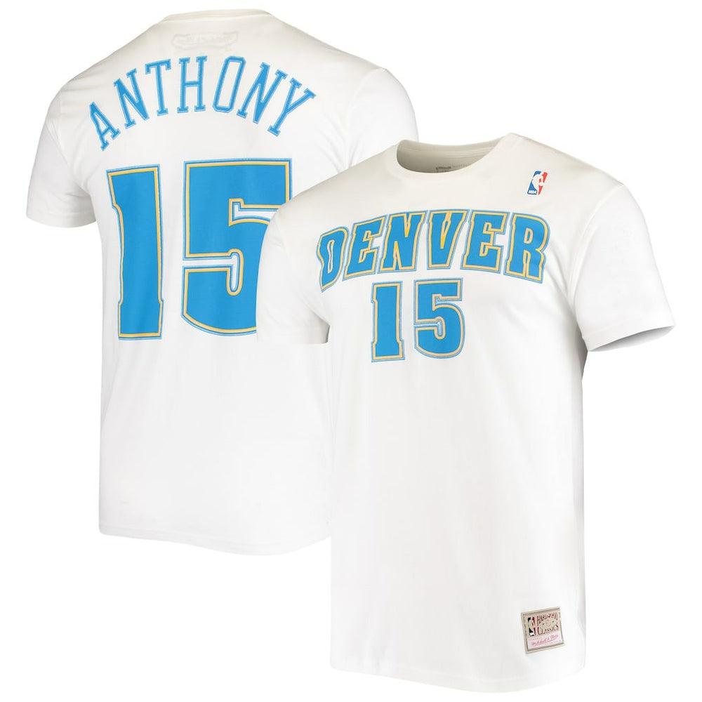 Carmelo Anthony Denver Nuggets Hardwood Classics Stitch Name & Number T-Shirt White - NBA