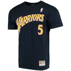 Baron Davis Golden State Warriors Hardwood Classics Stitch Name & Number T-Shirt Navy - NBA