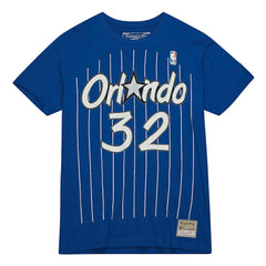 Shaquille O'Neal Orlando Magic Hardwood Classics Stitch Name & Number T-Shirt Blue - NBA