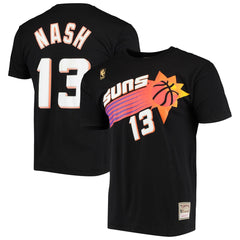Steve Nash Phoenix Suns Hardwood Classics Stitch Name & Number T-Shirt Black - NBA