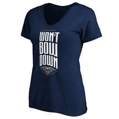 New Orleans Pelicans Women's Won't Bow Down V-Neck T-Shirt Navy - NBA