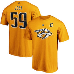 Roman Josi Nashville Predators Fanatics Authentic Stack Player Name & Number T-Shirt - Gold - NHL