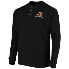 Cincinnati Bengals Dunbrooke Logo Maverick Thermal Henley Long Sleeve T-Shirt Black | NFL