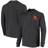 Cleveland Browns Dunbrooke Logo Maverick Thermal Henley Long Sleeve T-Shirt Charcoal | NFL