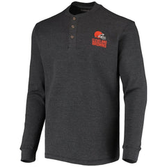 Cleveland Browns Dunbrooke Logo Maverick Thermal Henley Long Sleeve T-Shirt Charcoal | NFL