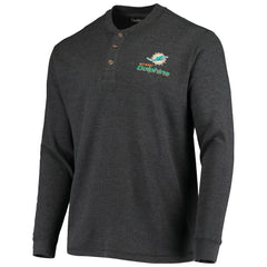 Miami Dolphins Dunbrooke Logo Maverick Thermal Henley Long Sleeve T-Shirt Charcoal | NFL