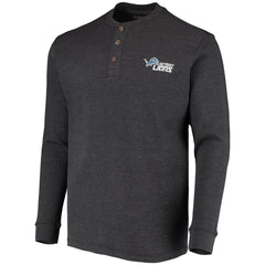 Detroit Lions Dunbrooke Logo Maverick Thermal Henley Long Sleeve T-Shirt Charcoal | NFL