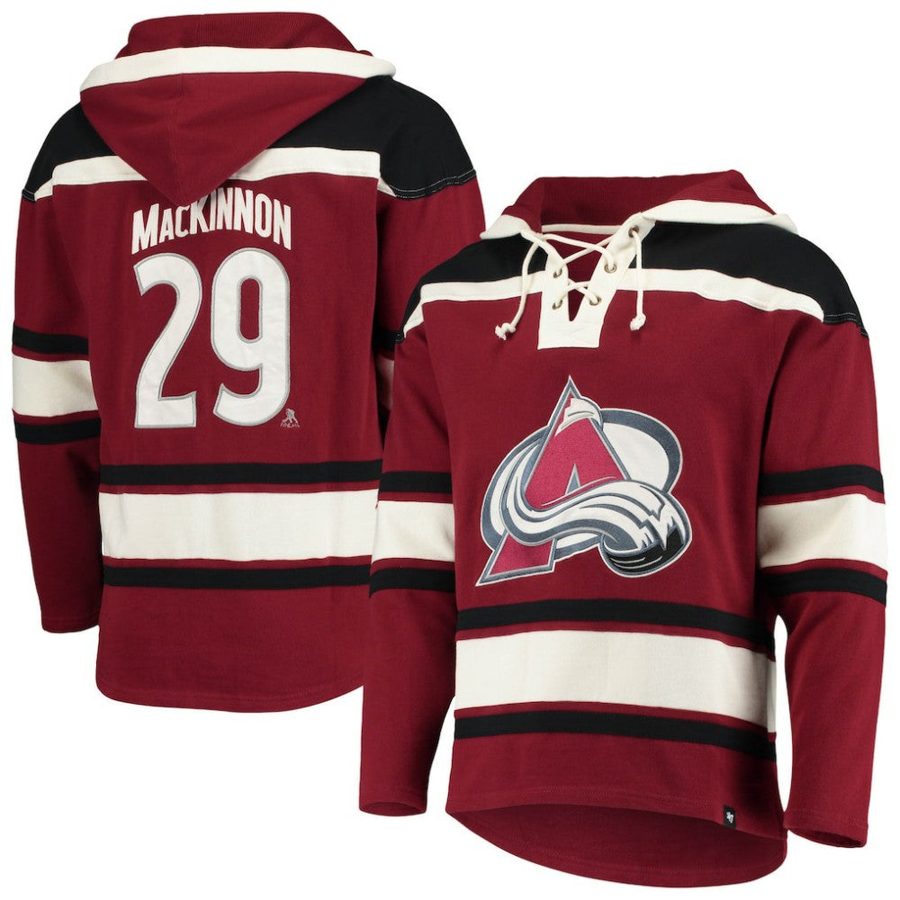 Nathan MacKinnon Colorado Avalanche '47 Player Name & Number Lacer Pullover Hoodie - Burgundy - NHL