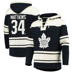 Auston Matthews Toronto Maple Leafs '47 Player Name & Number Lacer Pullover Hoodie - Blue - NHL