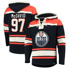 Connor McDavid Edmonton Oilers '47 Player Name & Number Lacer Pullover Hoodie - Navy - NHL