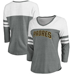 San Diego Padres Fanatics Women's Official Wordmark 3/4 Sleeve V-Neck T-Shirt - MLB