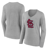 St. Louis Cardinals Women's Core Official Logo Long Sleeve V-Neck T-Shirt - MLB