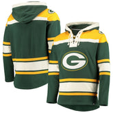 Green Bay Packers '47 Lacer V-Neck Pullover Hoodie Green/Gold | 47 brand